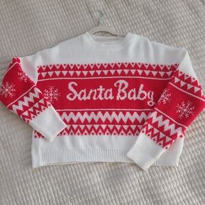 SHEIN Red and White Festive Sweater